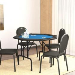 Table de poker pliable 8 joueurs Bleu 108x108x75 cm