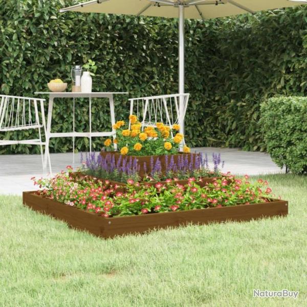 Jardinire Marron miel 80x80x27 cm Bois massif de pin