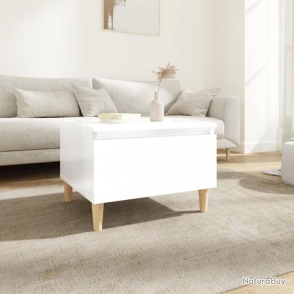 Table d'appoint Blanc brillant 50x46x35 cm Bois d'ingnierie