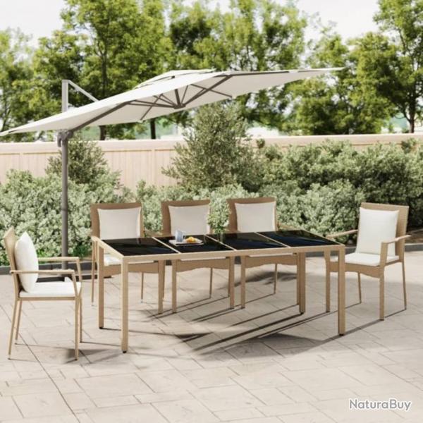 Table de jardin plateau en verre Rsine tresse verre tremp