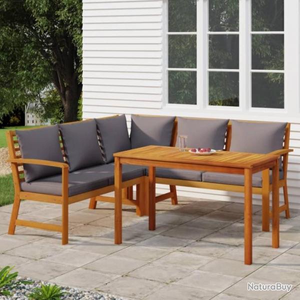 salle  manger de jardin 4 pcs coussins Bois acacia