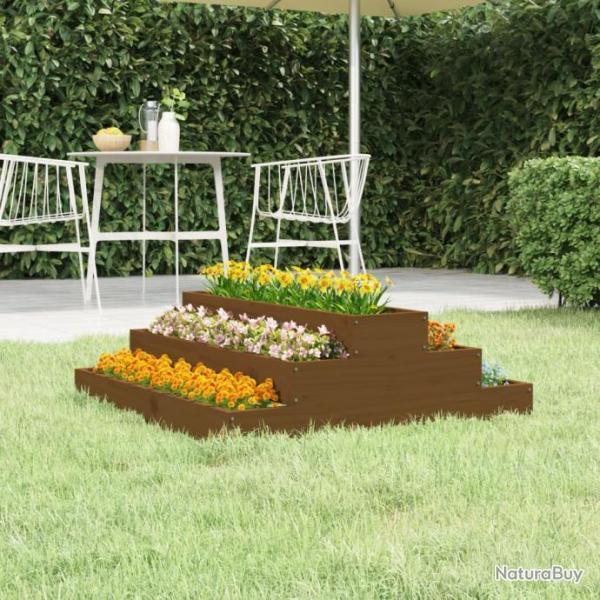 Jardinire Marron miel 80x80x27 cm Bois massif de pin