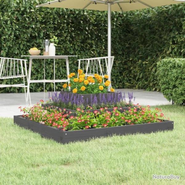 Jardinire Gris 80x80x27 cm Bois massif de pin