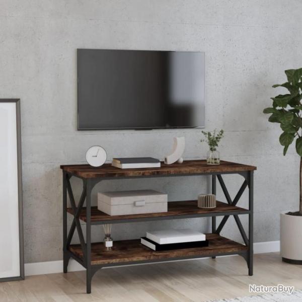 Meuble TV Chne fum 80x40x50 cm Bois d'ingnierie