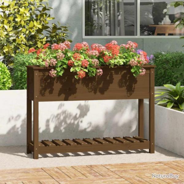 Jardinire et tagre Marron miel 111,5x34,5x81 cm Bois de pin