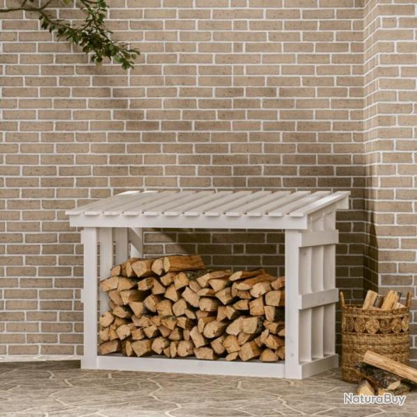 Support pour bois de chauffage Blanc 108x64,5x77 cm Bois de pin