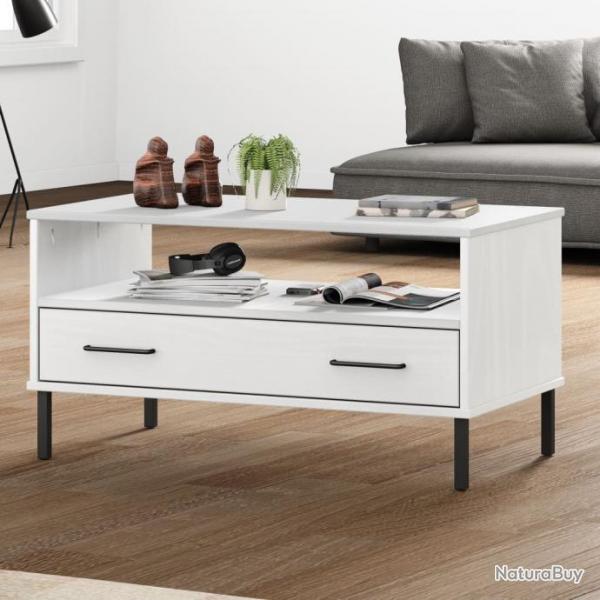 Table basse avec pieds en mtal Blanc 85x50x45 cm Bois OSLO