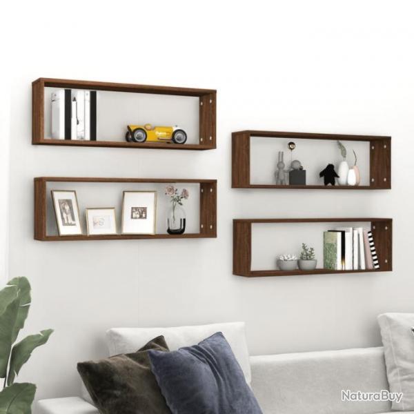 tagres murales cubiques 4 pcs Chne marron 80x15x26,5 cm