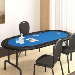 Dessus de table de poker pliable 10 joueurs Bleu 208x106x3 cm