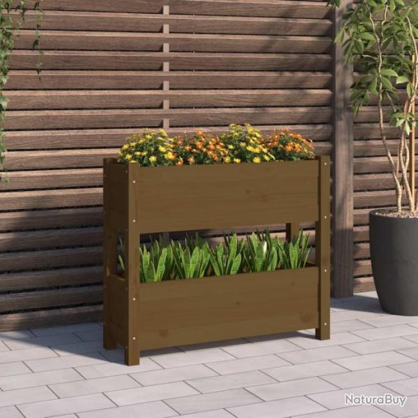 Jardinire Marron miel 77x25x66 cm Bois massif de pin