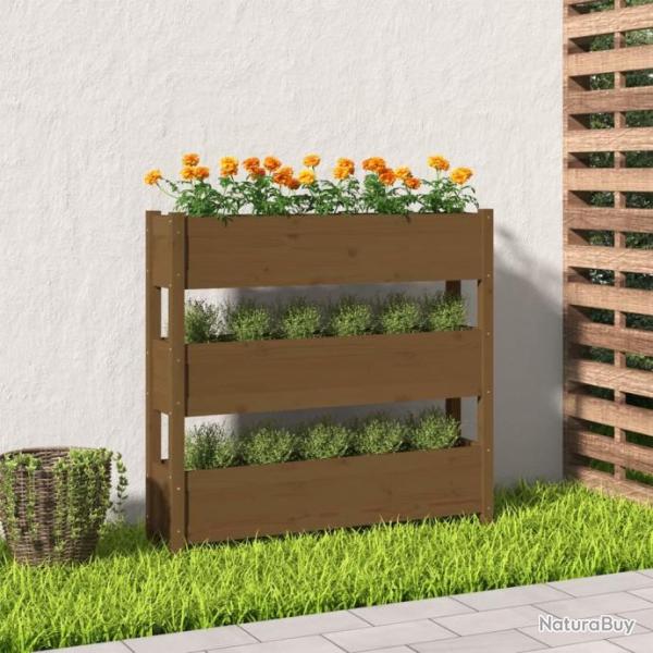 Jardinire Marron miel 112x25x104,5 cm Bois massif de pin