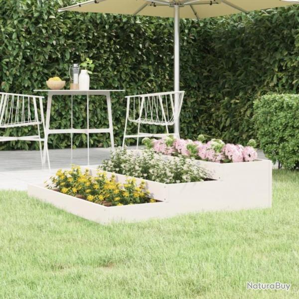 Jardinire Blanc 107x107x27 cm Bois massif de pin