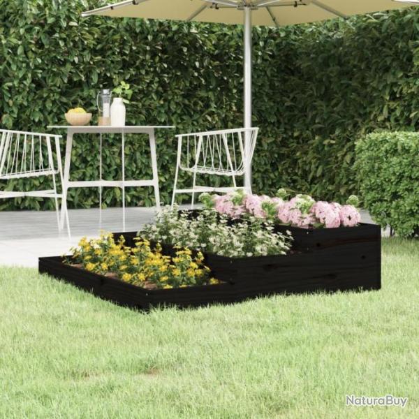 Jardinire Noir 107x107x27 cm Bois massif de pin