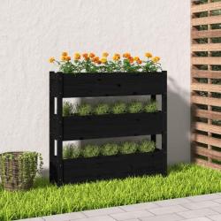 Jardinière Noir 112x25x104,5 cm Bois massif de pin