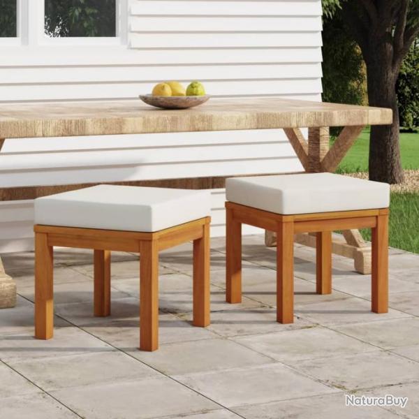 Tabourets de jardin et coussins 2 pcs 40x40x42 cm Acacia solide