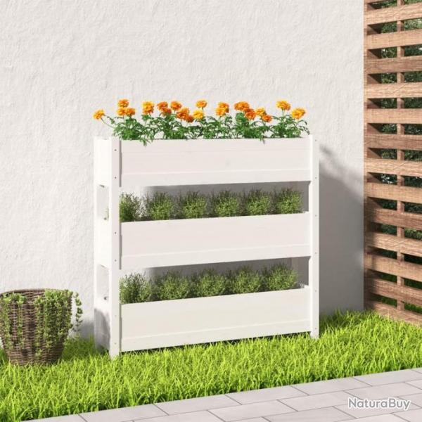 Jardinire Blanc 112x25x104,5 cm Bois massif de pin