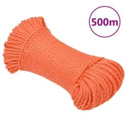 vidaXL Corde de travail Orange 3 mm 500 m Polypropylène