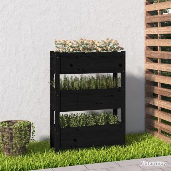 Jardinire Noir 77x25x104,5 cm Bois massif de pin