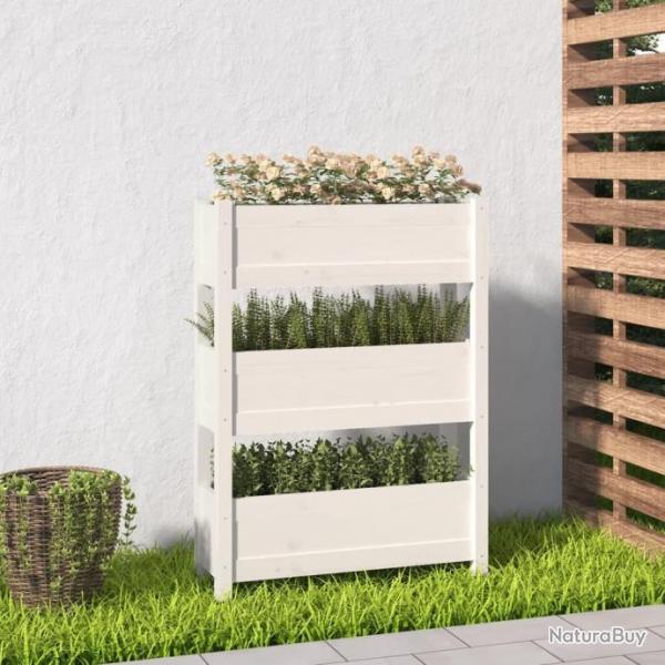 Jardinire Blanc 77x25x104,5 cm Bois massif de pin