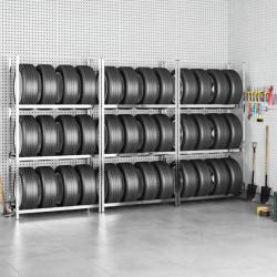Porte-pneus à 3 niveaux 3 pcs Argenté 110x40x200 cm Acier