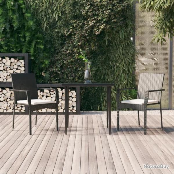 salle  manger de jardin avec coussins 3 pcs Noir