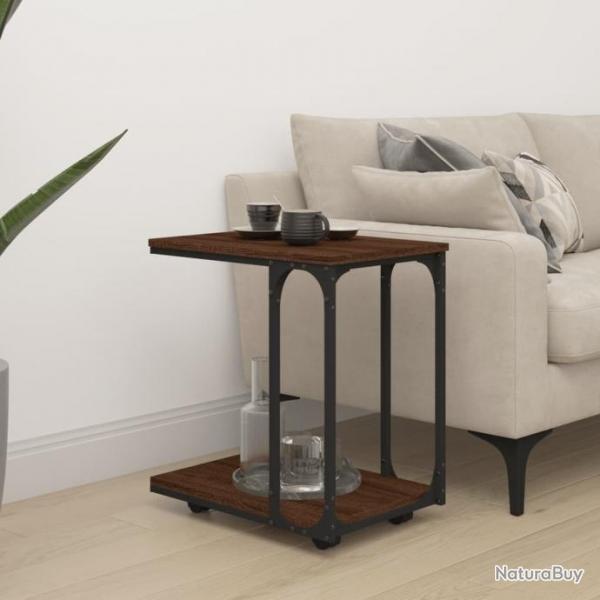 Table d'appoint  roues Chne marron 50x35x55,5 cm