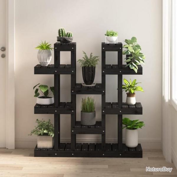 Support  plantes Noir 104,5x25x109,5 cm Bois massif de pin