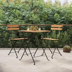 bistro pliable 3 pcs Bois de teck massif et acier