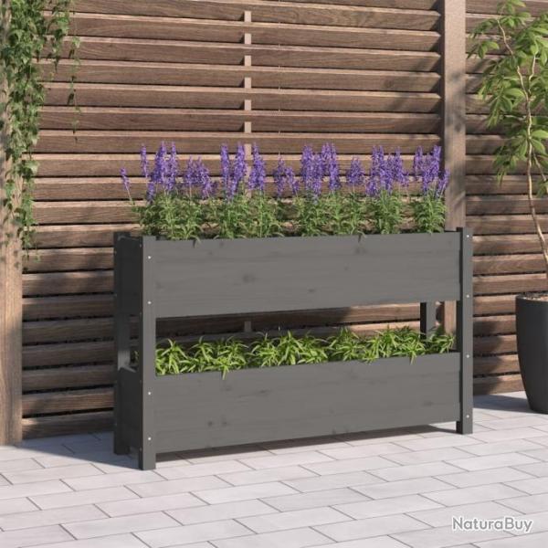 Jardinire Gris 112x25x66 cm Bois massif de pin