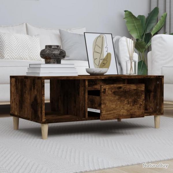 Table basse Chne fum 90x50x36,5 cm Bois d'ingnierie