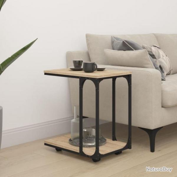 Table d'appoint  roues Chne sonoma 50x35x55,5 cm