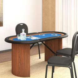 Table de poker 10 joueurs Bleu 160x80x75 cm