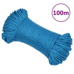 vidaXL Corde de travail Bleu 8 mm 100 m Polypropylène