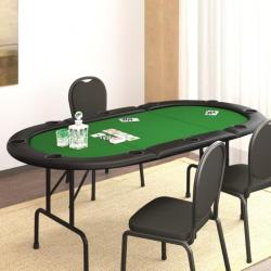 Table de poker pliable 10 joueurs Vert 206x106x75 cm