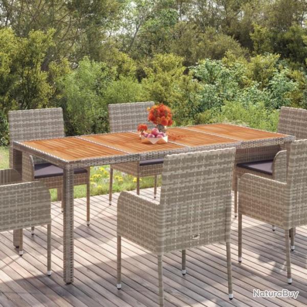 Table de jardin dessus en bois Gris 190x90x75 cm Rsine tresse