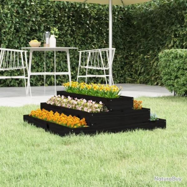 Jardinire Noir 80x80x27 cm Bois massif de pin