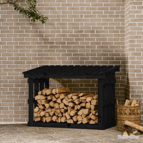 Support pour bois de chauffage Noir 108x64,5x77 cm Bois de pin