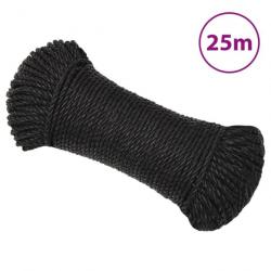 Corde de travail Noir 6 mm 25 m polypropylène