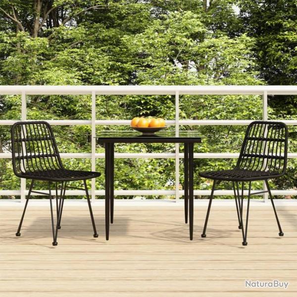 salle  manger de jardin 3 pcs Noir Rsine tresse