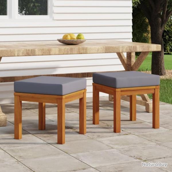 Tabourets de jardin et coussins 2 pcs 40x40x42 cm Acacia solide