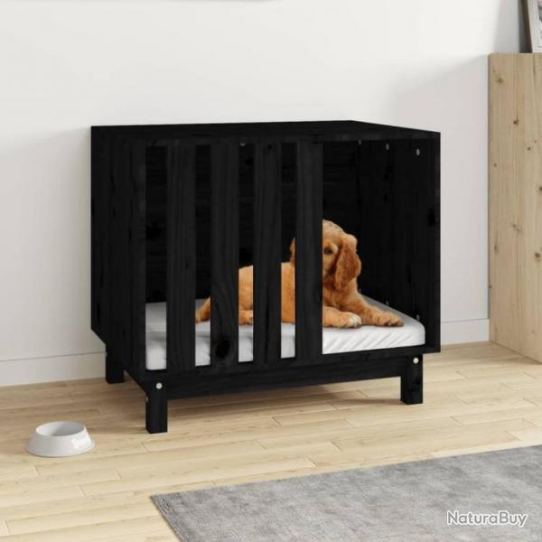 Niche pour chien Noir 70x50x62 cm Bois de pin massif