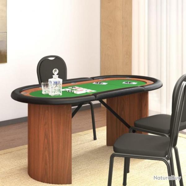 Table de poker 10 joueurs Vert 160x80x75 cm