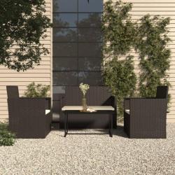 vidaXL Salon de jardin avec coussins 4 pcs résine tressée noir