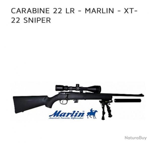 Le pack marlin  xt22 lr avec le bipied ,silencieux lunette  3-9/40  mont livre  fourreau tir 100 c