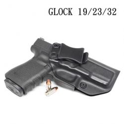 Étui Tactique de Ceinture pour Glock 19, 23, 32 Holster Droitier Pistolet Arme à Feu Noir Chasse