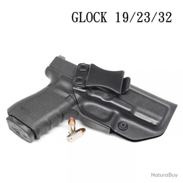 tui Tactique de Ceinture pour Glock 19, 23, 32 Holster Droitier Pistolet Arme  Feu Noir Chasse
