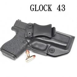 Étui Tactique de Ceinture pour Glock 43 Holster Droitier Pistolet Arme à Feu Noir Chasse