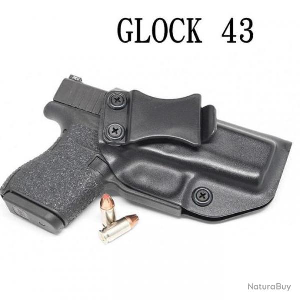 tui Tactique de Ceinture pour Glock 43 Holster Droitier Pistolet Arme  Feu Noir Chasse