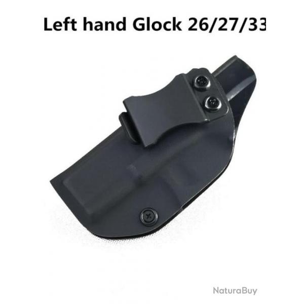 tui Tactique de Ceinture pour Glock 26, 27, 33 Holster Gaucher Pistolet Arme  Feu Noir Chasse