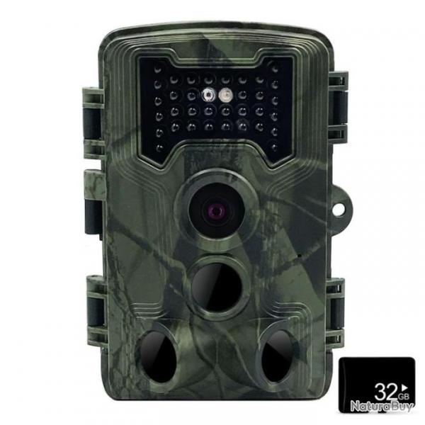 Camra de chasse Infrarouge, dtecteur de mouvements, carte 32Gb, 1080P HD, tanche, Vision nocturne